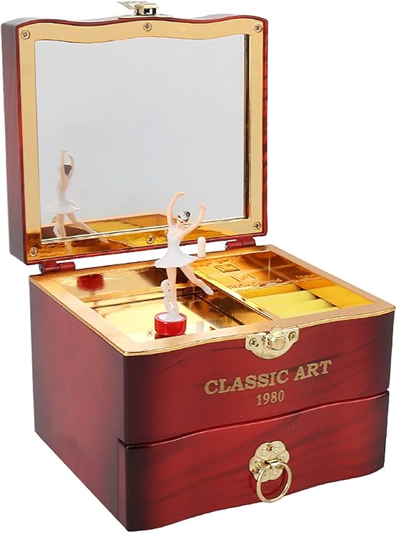 Girls Vintage Musical Jewellery Box with Spinning Ballerina