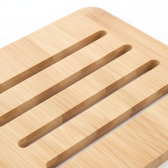 AmberHaus%100 Doğal Bambu Kare Nihale - 16x16 cm Isıya Dayanıklı Ahşap Tencere ve Çaydanlık Altlığı - (3 Farklı Desenden 1 Adet Gönderilir)