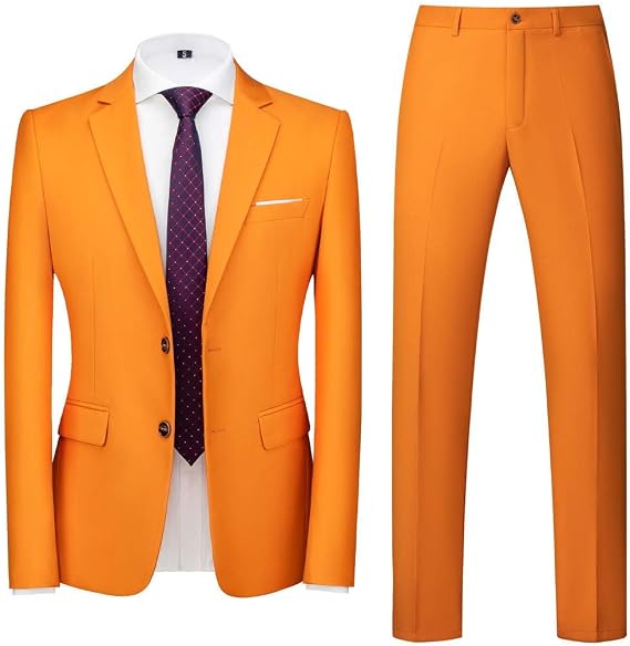 MOGU Mens Slim Fit Suit 2 Piece Tuxedo for Wedding Prom