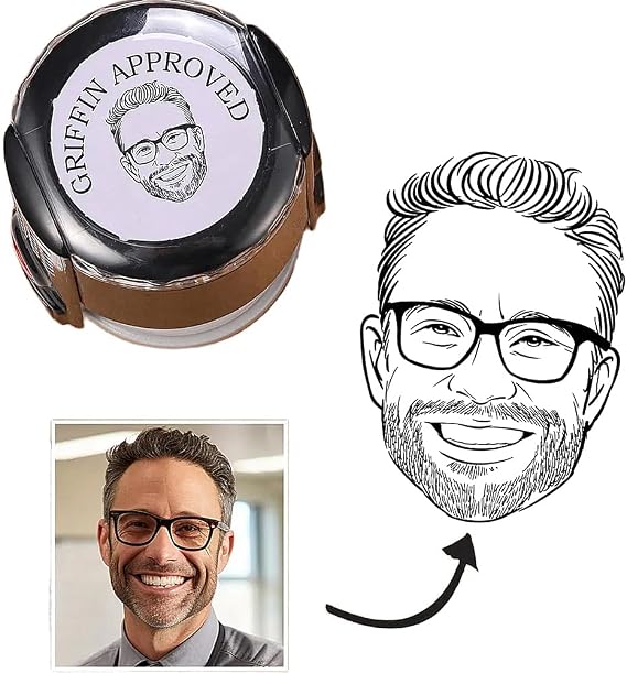 Custom Face Stamp Self Inking Custom Portrait Stamp from Photo, Hand-Drawn Portraits Stamps, Personalized Photo Teacher Stamper with Portrait & Text