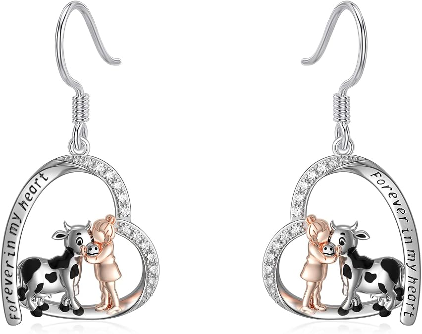 Raccoon Earrings for Women 925 Sterling Silver Cow/Raccoon/Bunny/Hummingbird/Elephant/Duck/Giraffe/Teddy Bear/Black Cat/Capybara Animal Huggie Hoop/Stud/Dangle Heart Earrings Jewelry Gifts
