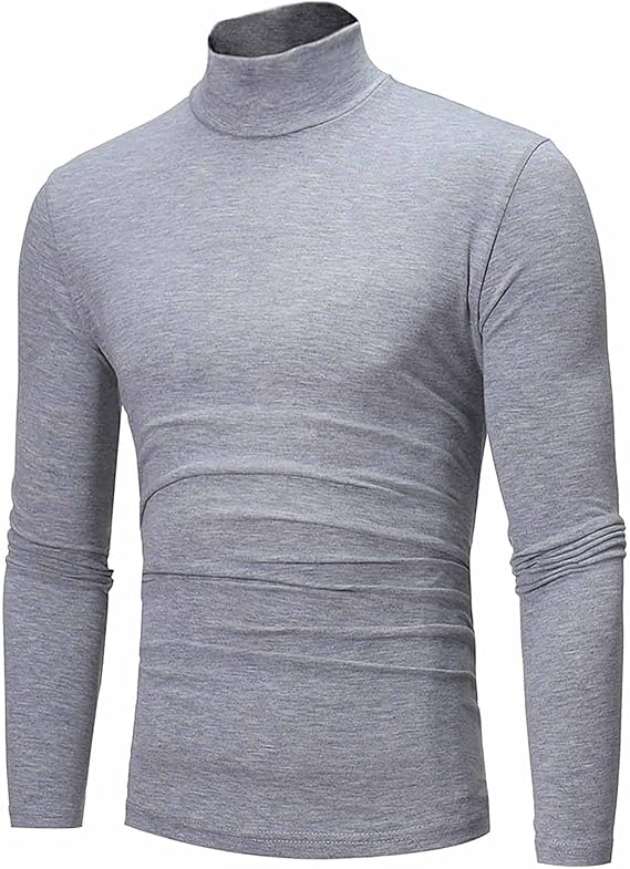 Mens Thermal Turtleneck Fleece Long Sleeve Pullover Sweater Basic Undershirt Slim Fit Top