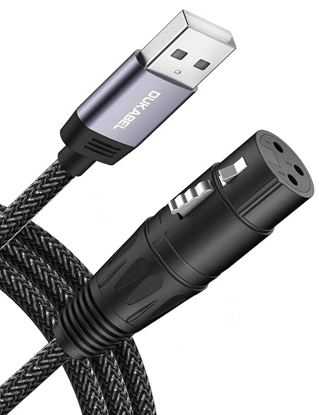 DUKABEL USB Microphone Cable, XLR to USB-A Recording Cord - 8Feet/2.4Meter | 24bit/48KHz, XLR Microphone Input Cable for Podcasting Recording, Compatible with PC, Laptop, Mac