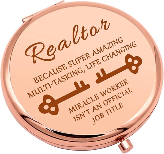 Mwphuy Real Estate Agent Gift Thank You Gifts for Realtor Travel Makeup Mirror Realtor Gifts for Women Closing Gift for Realtors Broker Folding Makeup Mirror for Coworker Birthday Retirement
