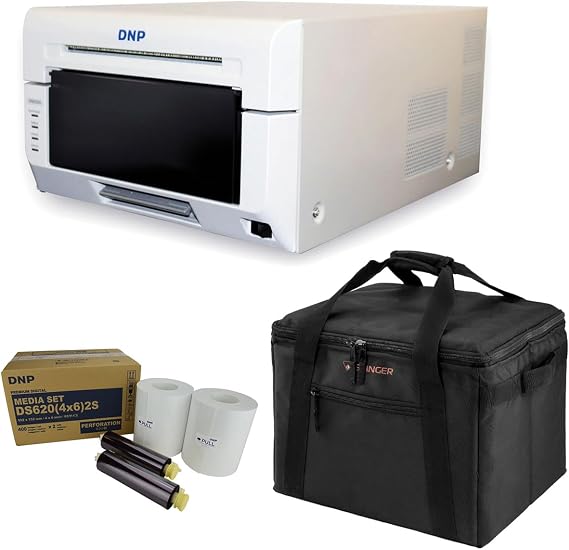 DNP DS620A Dye Sub Professional Photo Printer - Bundle With 2x DNP 4x6" Dye Sub Media for DS620A Printer, Padded Printer Carrying Case