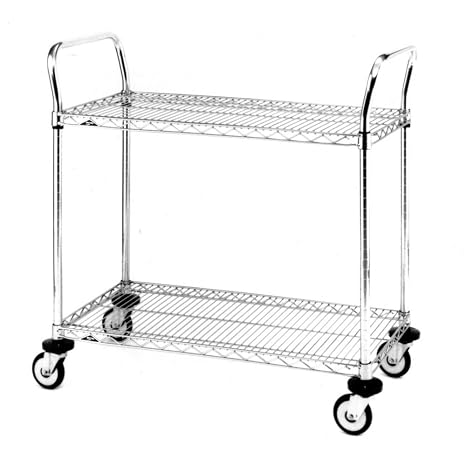 Metro MW605 Chrome Plated Wire Utility Cart, 2 Shelves, 375 lb. Capacity, 38" Height x 18" Width x 36" Length