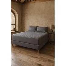 Yatak Alezi Pamuklu Kapitone Fitted Full Kenar Yatak Koruyucu Gri (120 x 200)