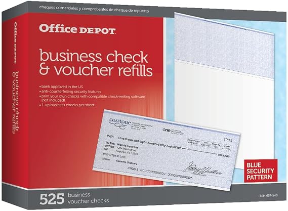 Office Depot - Check Refill - Standard Check Refill - 11.2" x 8.75" x 2.62" - BX of 525