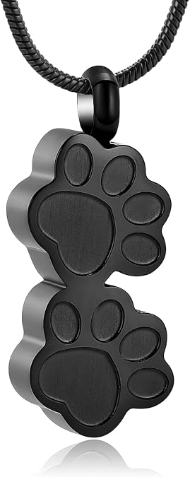 Pet Urns For Dogs/Cats - Pet Ashes Necklace - Paw Print Urn Necklace with Mini Keepsake Urn Memorial Ash Jewelry