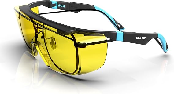 DEX FIT SG210 OTG Safety Glasses Eye Protection Z87 Anti-fog and Anti-Scratch Adjustable Unisex with UV Protection