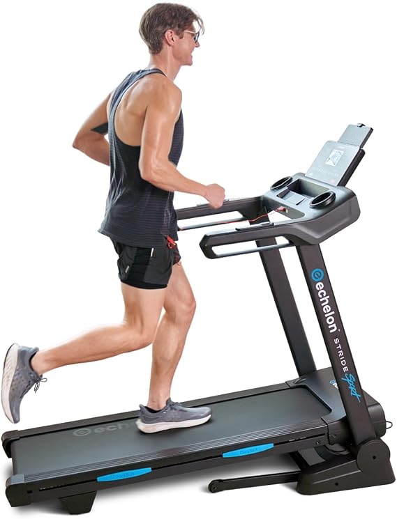 Echelon Stride 30 Sport Folding Treadmill for Smart Home Cardio Workout, Power Incline Running Machine w/Bluetooth, 2.0 HP, Tablet Holder, LCD Display, 16kph Top Speed, 19 Programmes & Pulse Sensors
