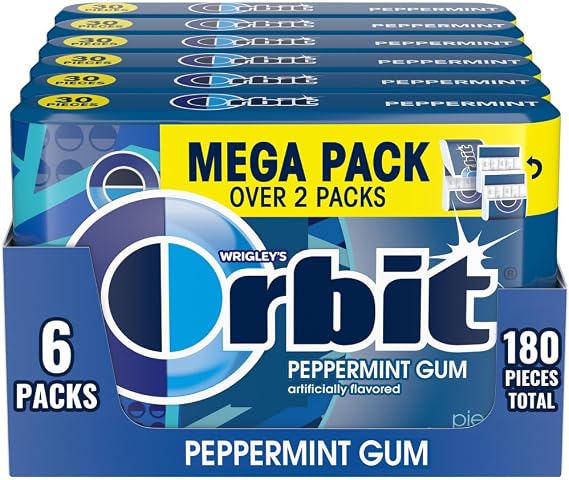 Orbit Peppermint Sugar Free Chewing Gum - 30 Piece Pack Of 6 - 32.1 Ounce (Pack Of 6)