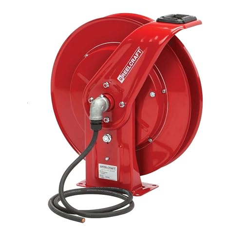 Reelcraft WC7000 Spring Retractable Cable Welding Reel, #1~2/0" x 50', 400 AMP, Arc Weld, Cable Not Included, Red