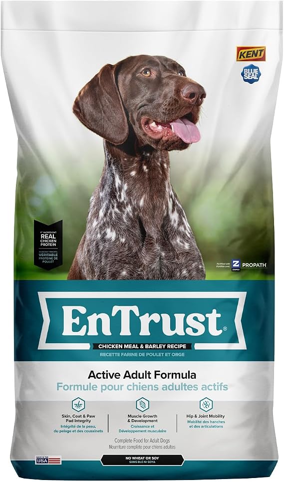 ENTRUST Active Dog Food | Real Chicken & Barley | Enriched with Super Foods, Antioxidants and Probiotics | No Wheat or Soy | 20 Pound Bag