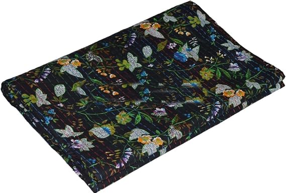 Handcrafted Quilt King- Kantha Blanket Bulk- Indian Cotton Quilts Queen Size- India handicrafts Blankets- Block Printed Cotton Quilts