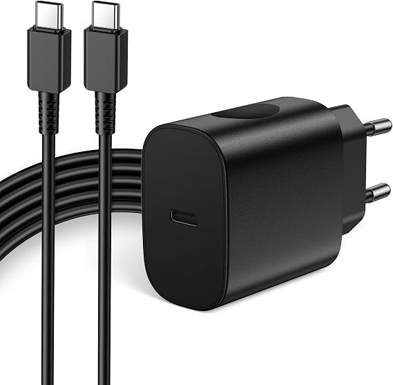 USB C Charger 25 W Fast Charger Power Supply for Samsung Super Fast Charger Adapter with 2 m Charging Cable for Samsung Galaxy S25/S24/S23/S22/S21/S20/S20+/Note20/S10/S9/A73/A53/Tab S8 Fast Charging Cable