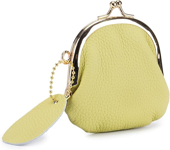 Coin Purse Wallet with Kiss-Lock, Coin Purse Portable Coin Purse Mini Change Wallet for Women, Card Bag Portable Lipstick Clip Bag (Yellow)