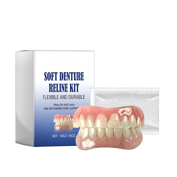 2025 Full Denture Set, Silicone Reline Denture Set, Denture Reline Kit,Premium Denture, Natural-Looking Teeth, Soft & Comfortable