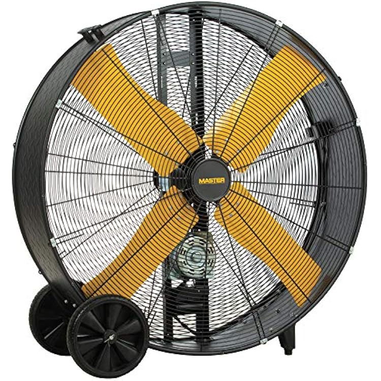 Master 42 Inch Industrial High Capacity Barrel Fan - Belt Drive, All-Metal Construction with OSHA-Compliant Safety Guards, 2 Speed Settings MAC-42-BDF