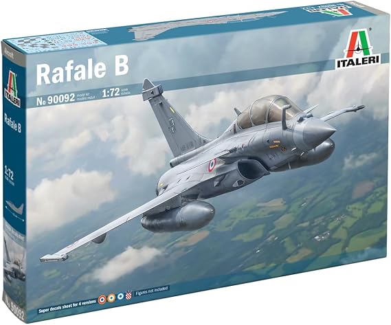 Italeri 90092 1:72 Rafale B Model Building Kit, Standing Model Building, Crafts, Hobby, Gluing, Plastic Kit, Detailed Military Kit, Moulded Colour
