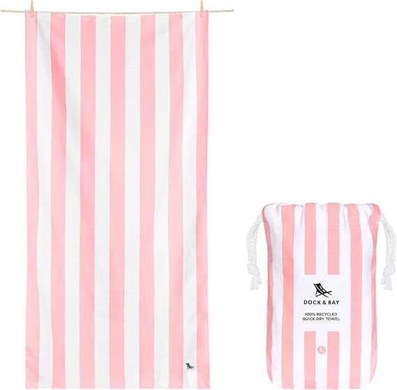 Dock & Bay Quick Dry Beach Towel - Cabana Light - Malibu Pink - Large