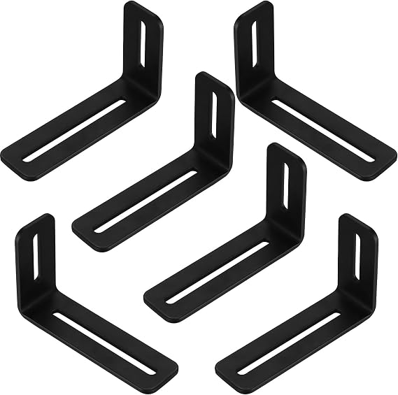 Adjustable Mounting Bracket with 2 Slots, 6 Pieces L-Shaped Furniture Corner Bracket Corner Connectors, 90 Degree Adjustable Angle Right Angle Brackets, (101+60) x30mm/Thickness 3mm