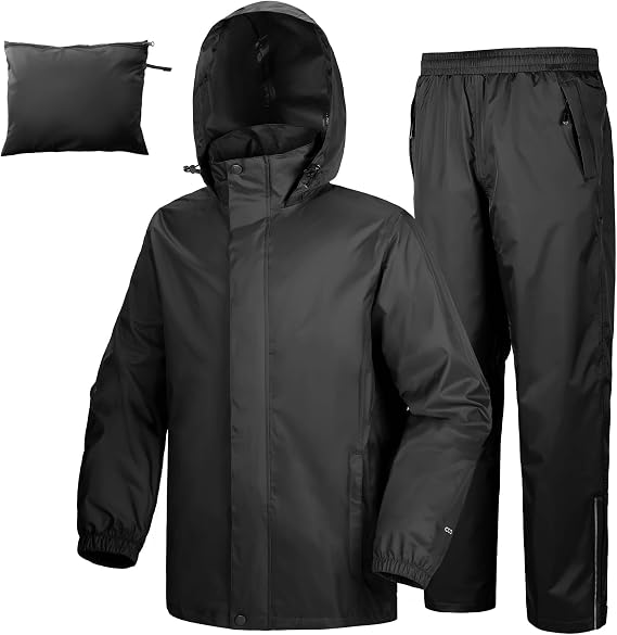 33,000ft Men's Rain Suit Packable Waterproof Lightweight Rain Gear
