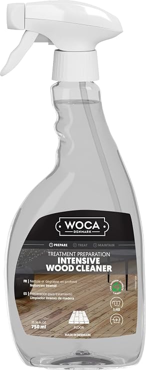 WOCA Denmark Intensive Wood Cleaner 750 ML, Ready to use spray for the preparing and treatment of raw wood.