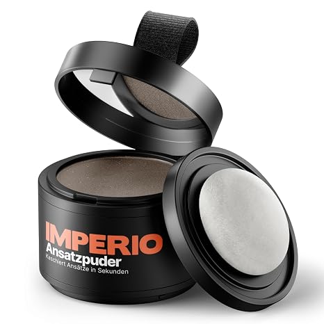 IMPERIO Root Touch-Up Powder Natural Hair Concealer Natural for Hair Thickening for Women and Men Waterproof Hair Makeup for Concealing Roots 4 g Medium-Brown