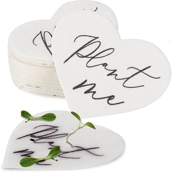 50 Plantable Wildflower Paper, Ecological Heart Shaped Babyshower Favors for Guests - Bridal Funeral Memorial Plantable Gifts NO Cards