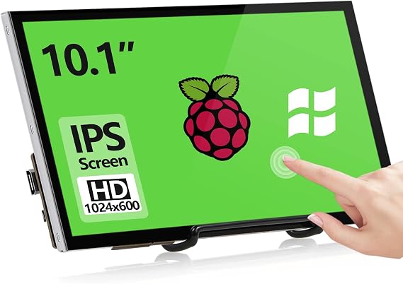 HAMTYSAN Raspberry Pi Screen, 10.1 Inch Touchscreen Monitor 1024x600 Small HDMI Monitor w/Stand, IPS LCD Screen Display for Raspberry Pi 5/4/3/2/Zero/B/B+ Jetson Nano Win11/10/8/7, Driver Free