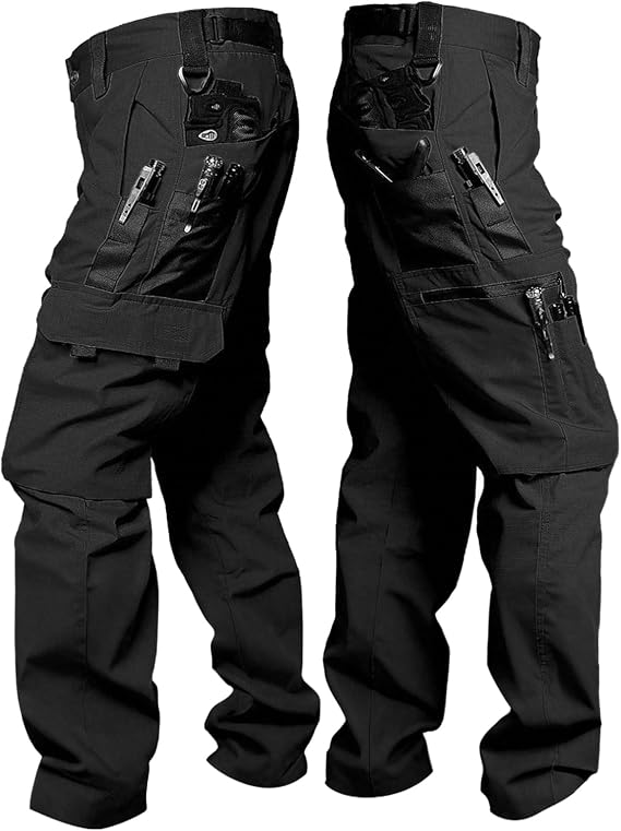Mens Military Tactical Cargo Pants, Water Resistant Ripstop EDC Work Pants Lightweight Combat Hiking Pants