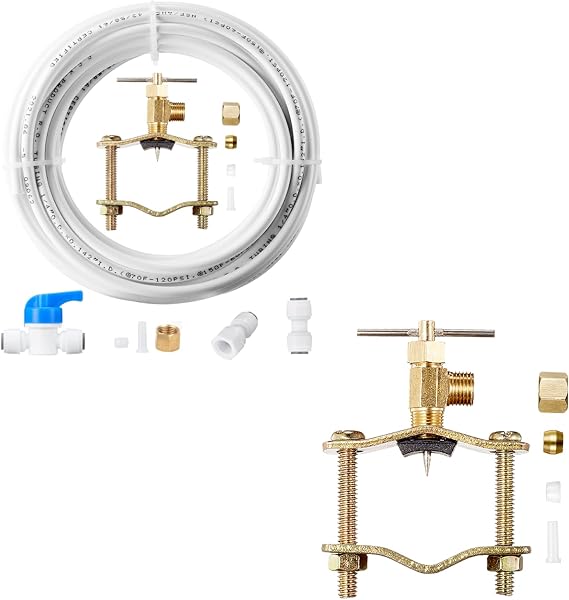Ice Maker Installation Kit - 1/4 in O.D.Refrigerator Water Line with Quick Fittings and Self Piercing Saddle Valve,for Adding a Branch Waterway to Refrigerator/Ice Maker(25 FT)