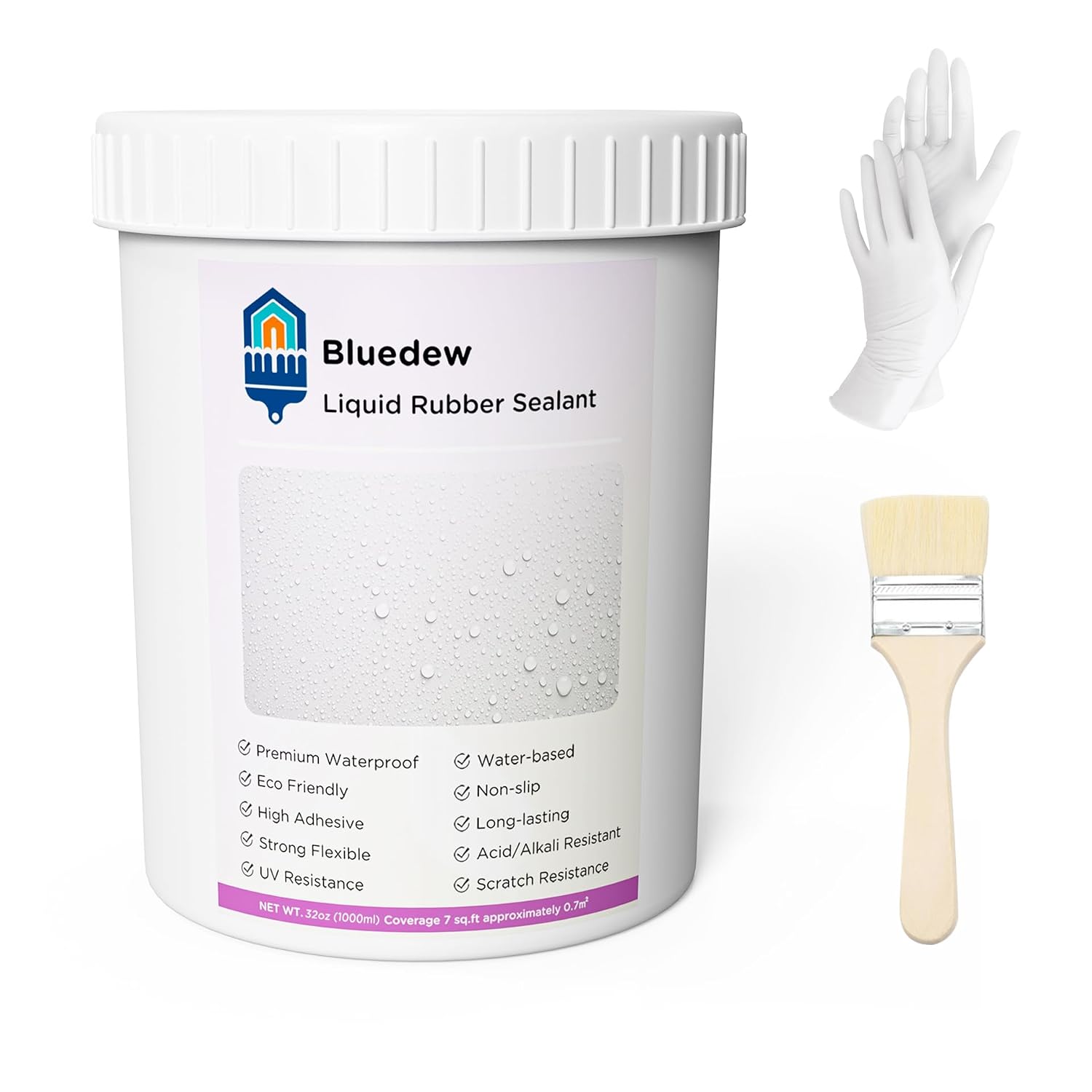 Liquid Rubber Waterproof Sealant, Outdoor Waterproof Coating, Easy to Apply, Patch & Seal Waterproof Adhesive, Leak Repair Roof Foundation Multi-Surface Waterproofing Sealant Grey, 35 oz