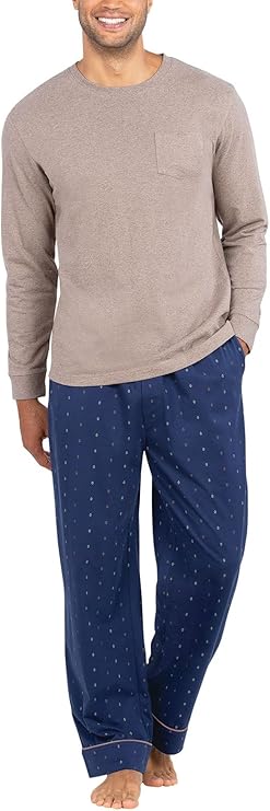 PajamaGram Men Pajamas Sets - Cozy 100% Cotton Pajamas for Men, Knit Long Sleeve Pajama Set for Men, Pijamas Para Hombres