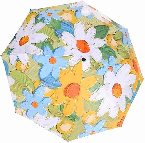Travel Compact Umbrella, UV Protection Sun Umbrella for Walking Flower Pattern Portable Umbrella for Rain