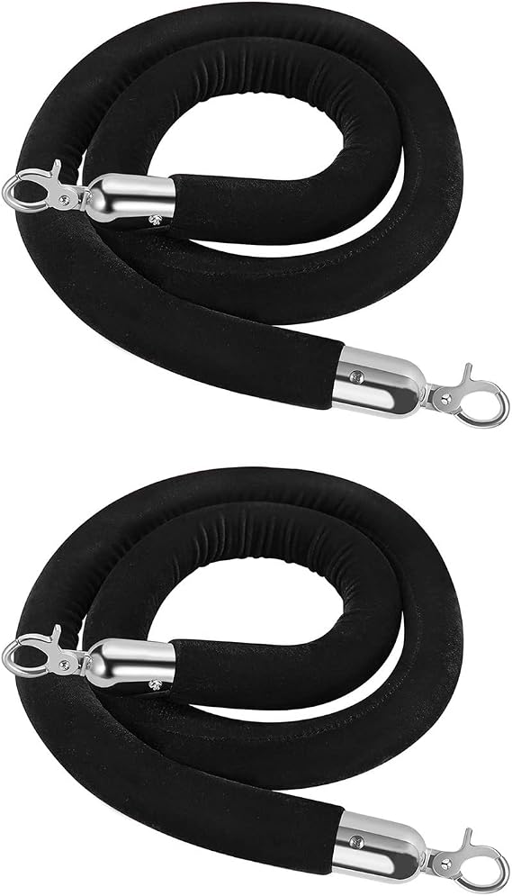 Velvet barrier rope,Rope queue barrier belt, Rope Barriers with Hook, 1m 2m 3m Queue Line Divider Crowd Control Cords/String for Indoor Outdoor Party Entryway, Velvet Foam Core Hanging Stanchion Ropes
