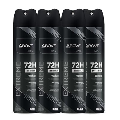 ABOVE Extreme Men Black - 72H Antiperspirant Spray Deodorant for Men 5.07 Fl Oz4 Pack | Aluminum-Free | Fresh Mist, No Stain, No Alcohol, Long-Lasting Mens Deodorant Spray | Lavender and Oliban