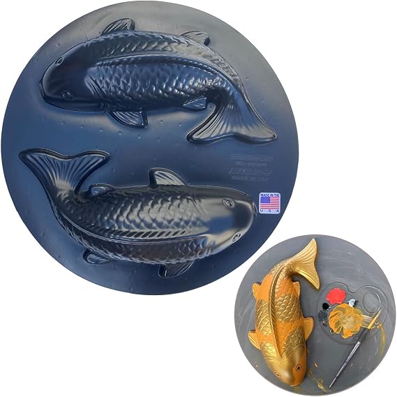 AUTUMN Fish Koi Garden Decor Mold, Concrete Cement Mold, DIY Outdoor Decor, Koi Statue for Garden. One Mold - 2 Fish