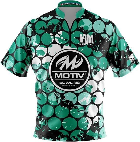 Logo Infusion Dye-Sublimated Bowling Jersey (Sash Collar) - I AM Bowling Fun Design 2047-MT - Motiv - Green Spots (X-Large)