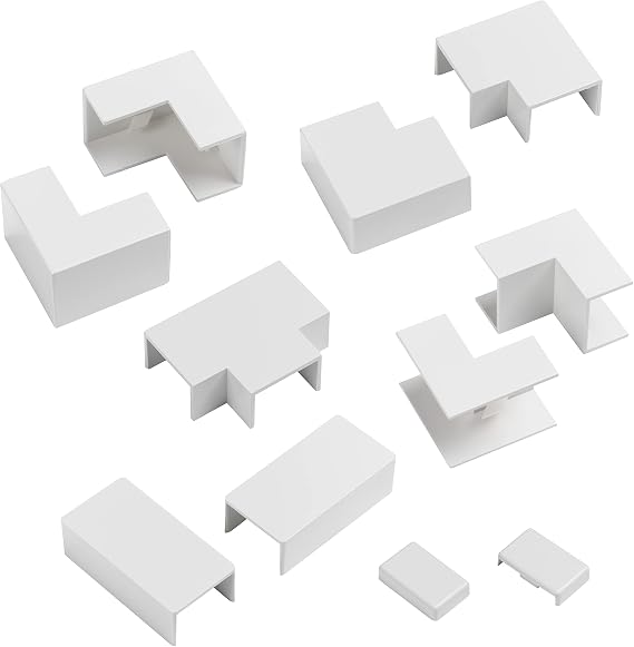 D-Line 1in x 0.63in Cable Raceway Accessory Multipack, 11-Piece Pack - White