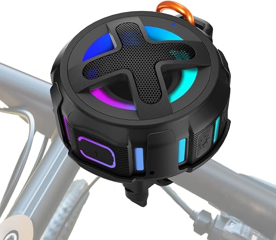 XLEADER Pro Bike Speaker with Handlebar Mount, Bluetooth V5.4, IPX7 Waterproof, Silicone Case, Broadcast Navigation, 10W Bassup, 24H Playtime, Hook, eBike Bicycle Motorcycle Accessories