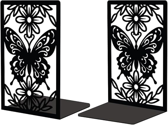 Peacoblue Bookends Metal Butterfly Bookend Decorative for Books