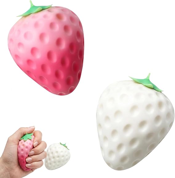 2pcs Stress,, Colour Changing , Giant , Fruit , Squishy Food, Squishy, Cute , Jumbo Strawberry, Big Strawberry,