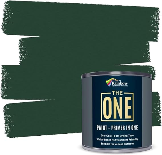 THE ONE All-In-One Paint & Primer - Green Satin, 33.8 Fl Oz/1 Liter | 1 Coat Formula | Easy Indoor & Outdoor Decorating for Home & Garden Walls, Floors & Furniture | Water-Based & Low VOC