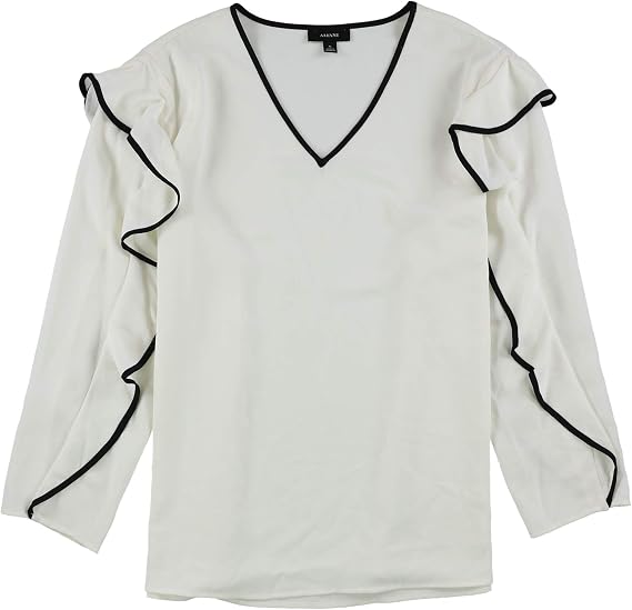 Alfani Womens Piped Ruffled Blouse