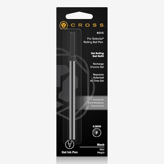Cross Selectip Gel Rollerball Pen Refill, Single Pack, Black Ink | Professional-Grade Refill for Effortless Writing and Journaling, Bold Gel Ink, Smooth Laydown, Quick-Drying Ink