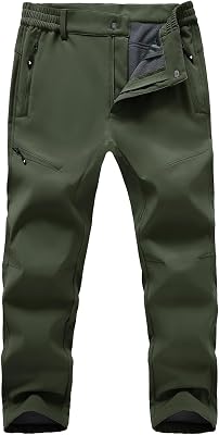 TBMPOY Mens Snow Ski Hiking Pants Fleece Lined Waterproof Winter Pant Softshell Camping Travel Ice Fishing Hunting Pant