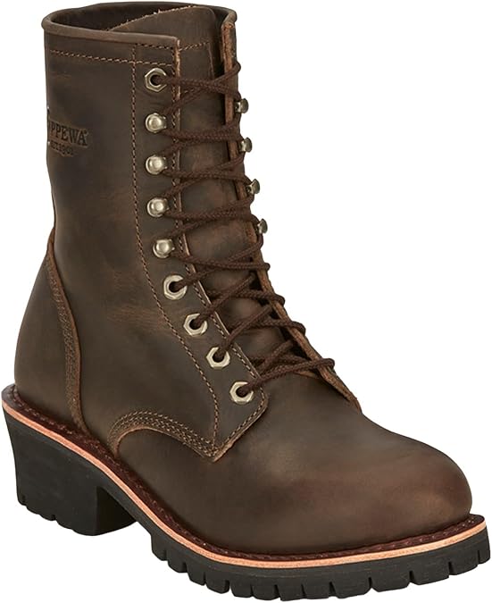Chippewa Men`s Brown 8In Round Soft Toe Work Boot Brown 11 D