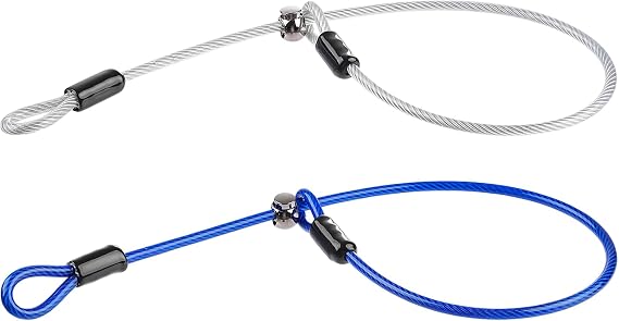 2 Packs Dog Slip Leads Collar for Training - 1.64 FT Steel Wire Collar No-Pull Release Round Lead Collars for Small Medium Dogs - Silvery+Blue